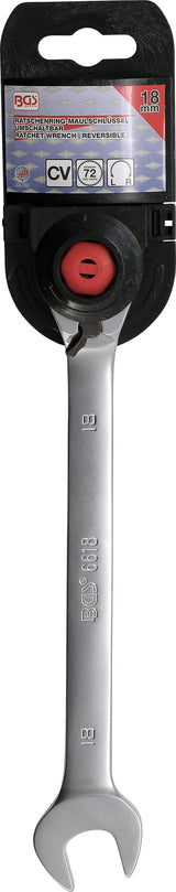 Kombinuotas raktas su terkšle | su reversu | 18 mm (6618)