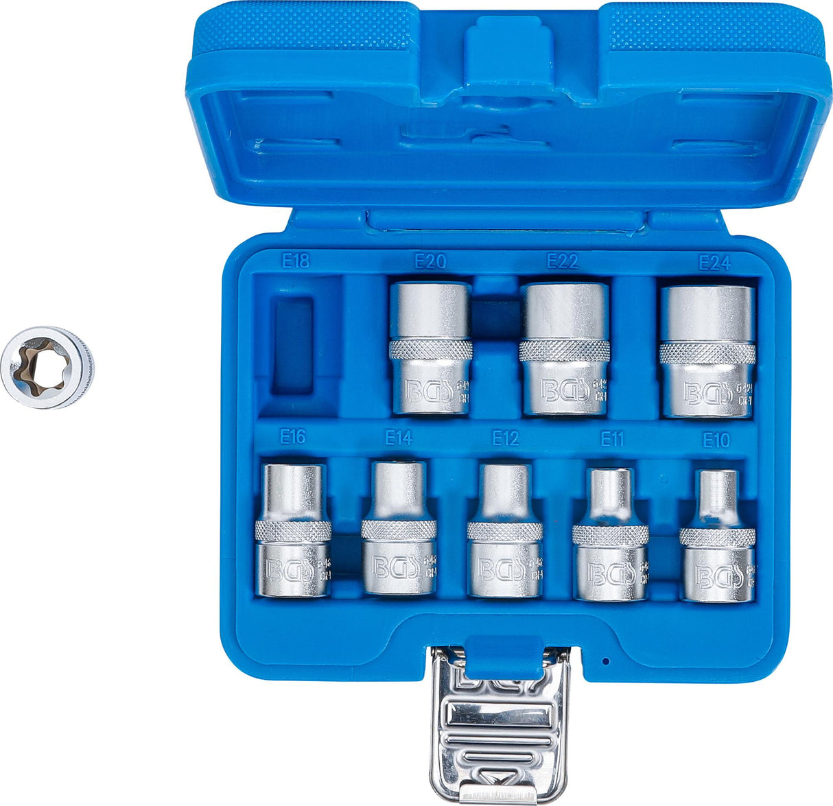 Galvučių rinkinys E-tipas | 12,5 mm (1/2") | E10 - E24 | 9 vnt. (6425)