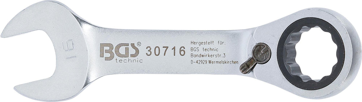 Raktas su terkšle | trumpas | su reversu | 16 mm (30716)