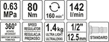 Pneumatinė rankena galvutėms | 12,5 mm (1/2") | 80 Nm (YT-09803)