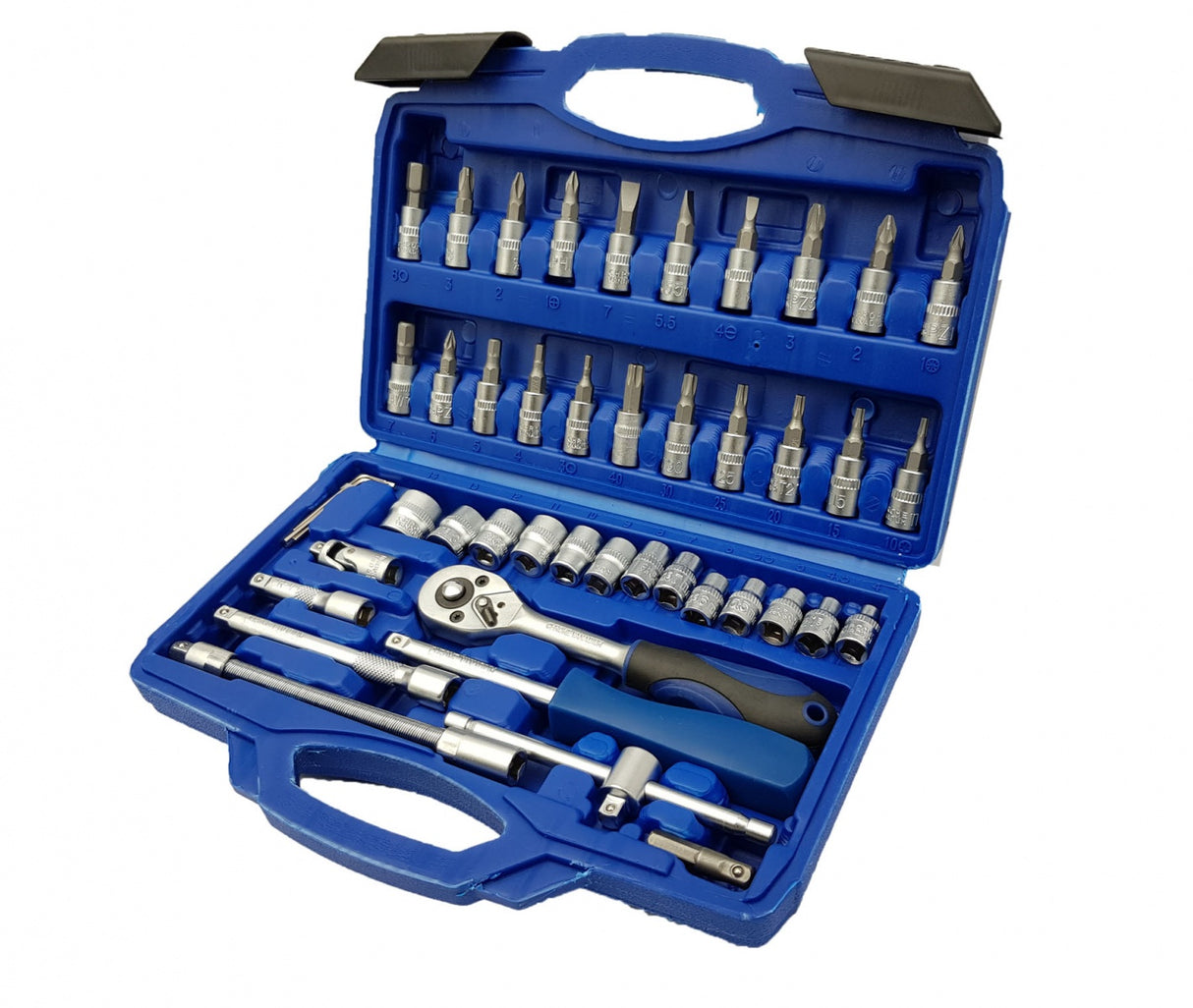 Galvučių su terkšle rinkinys | Cr-V | 6.3 mm (1/4") | 46 vnt. (BT50046)