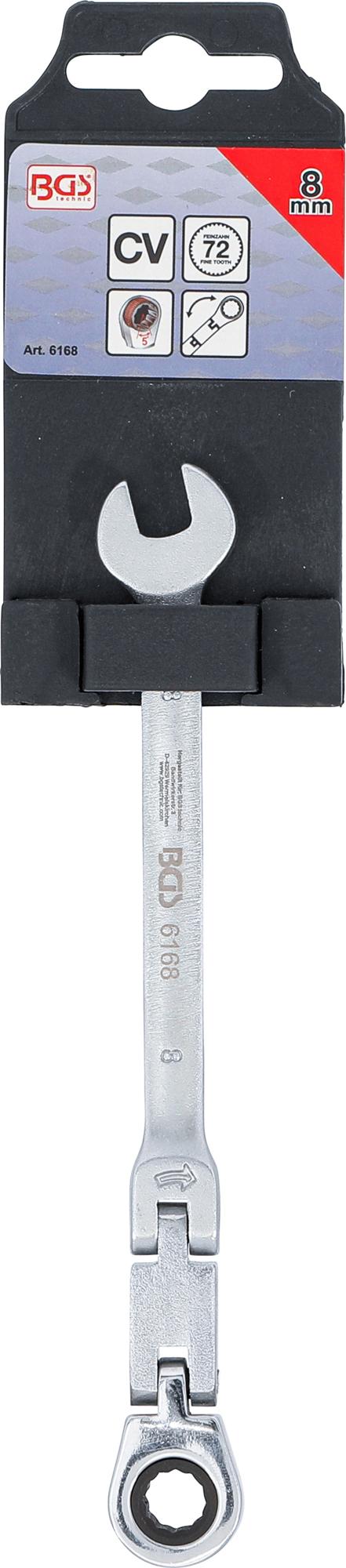 Kombinuotas raktas su terkšle | dvigubas šarnyras | 8 mm (6168)