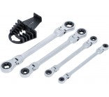 Terkšlinių dvipusių veržliarakčių rinkinys | šarnyriniai | su E tipo žiedų galvutėmis | E6 - E24 | 4 vnt. (71028)