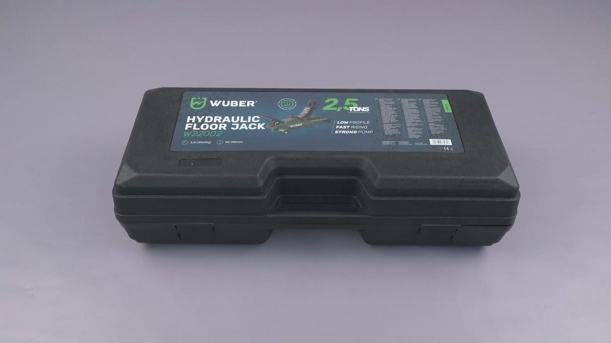 Žemo profilio hidraulinis domkratas su ratukais Wüber W22002 | 80-375 mm | 2.5 t | lagaminas (W22002)