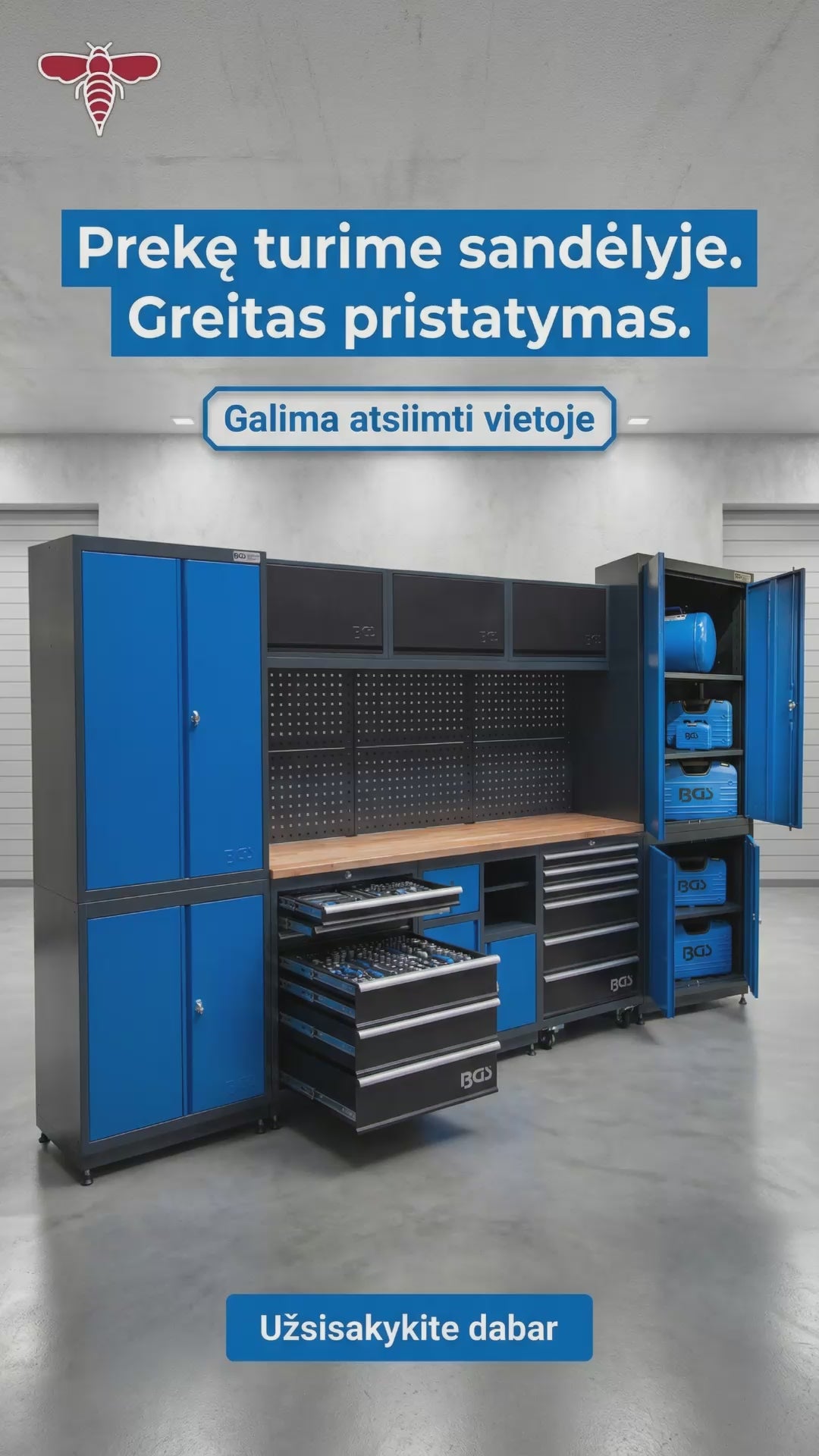 Įrankių saugojimo sistemos derinys | Flex | Medinis stalviršis | 5 komponentai (80140)