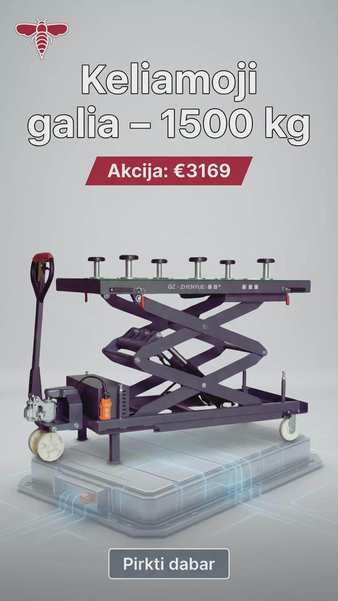 Elektrinių transporto priemonių akumuliatoriaus išmontavimo ir kėlimo platforma žirklinė (H2100)