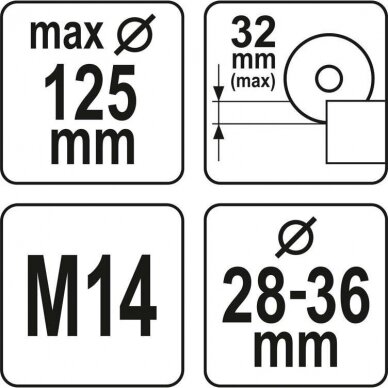 Adapteris dulkių siurbliui YATO YT-82992 | kampiniams šlifuokliams | M14 | 115-125MM 2