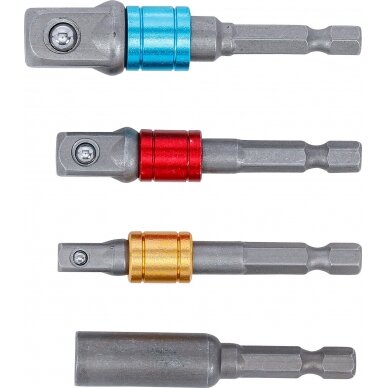 Adapterių rinkinys | spalvoti | 6.3 mm (1/4") | 6.3 mm (1/4") / 10 mm (3/8") / 12,5 mm (1/2") | 4 vnt. (20814) 3