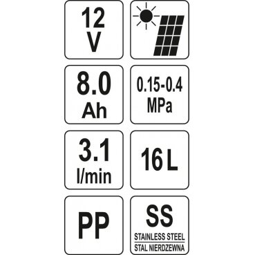 Akumuliatorinis kuprinis purkštuvas | + saulės baterija | 16L (YT-86220) 5