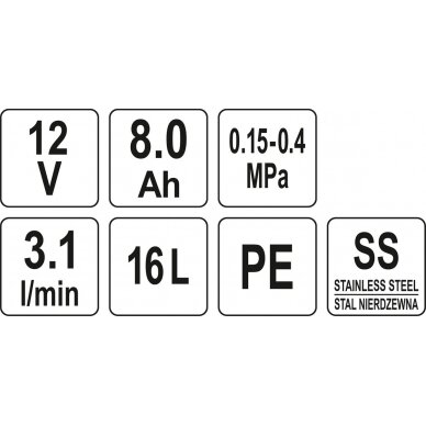 Akumuliatorinis kuprinis purkštuvas | 8 Ah | 12V | 16 l (89610) 5