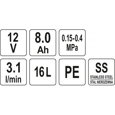 Akumuliatorinis kuprinis purkštuvas | 8 Ah | 12V | 16 l (89611) 5