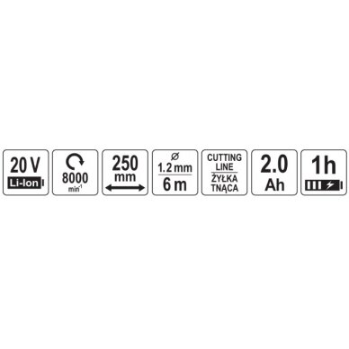 Akumuliatorinis trimeris 20V | + 2AH + kroviklis (78181) 10