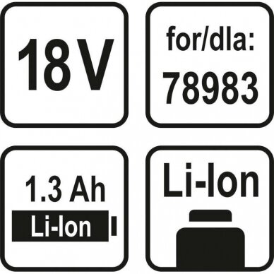 Akumuliatorius STHOR 78987 | Li-ion | 18V | 1.3AH 2