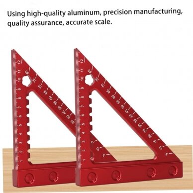 Aliuminis kampainis / medžio apdirbimo trikampė liniuotė | 90 | su baze (RS90A) 2