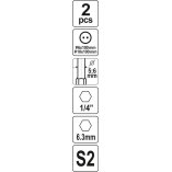 Antgaliai dviūsiai 1/4", 2vnt, : NR6 X100MM; NR10 X100MM (YT-0499) 2