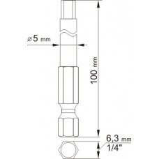 Antgaliai HEX šešiakampiai su skyle 1/4", 2vnt: H3x100mm; H5x100mm (YT-0494)