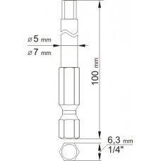 Antgaliai HEX šešiakampiai su skyle 1/4", 2vnt: H4x100mm; H6x100mm (YT-0495)