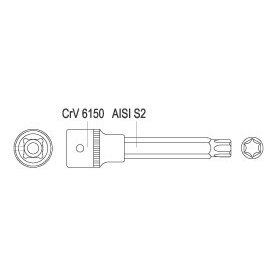 Antgalis įpresuotas į galvutę 1/2", 100 mm ilgio, T25 (YT-0441) 1