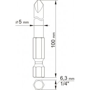 Antgaliai kryžminiai trikampiai 1/4", 2vnt, : NR1 X100MM; NR3 X100MM (YT-0496) 1