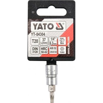 Antgalis įpresuotas į galvutę | 6.3 mm (1/4") | T-Star (Torx) T20 (YT-04304) 2