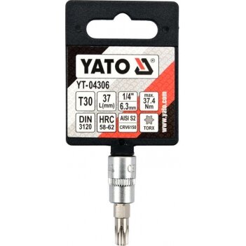 Antgalis įpresuotas į galvutę | 6.3 mm (1/4") | T-Star (Torx) T30 (YT-04306) 2