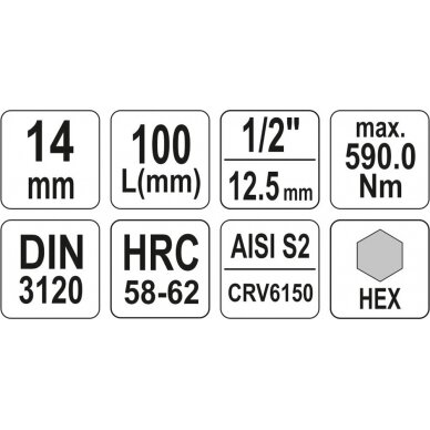 Antgalis įpresuotas į galvutę 1/2" hex 14 mm X 100 mm (YT-04397) 3