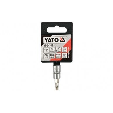 Antgalis įpresuotas į galvutę | 6.3 mm (1/4") | T-Star (Torx) T25 (YT-04305) 2