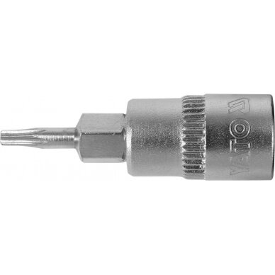 Antgalis įpresuotas į galvutę | 6.3 mm (1/4") | T-Star (Torx) T8 (YT-04301) 1