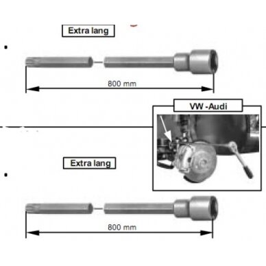 Antgalis įpresuotas į galvutę | ilgis 800 mm | Audi, VW | 12,5 mm (1/2") | Spline (XZN) | M12 (4229) 6