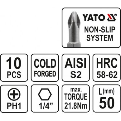 Antgalis PH1x50 mm, 10 vnt. (YT-0477) 2