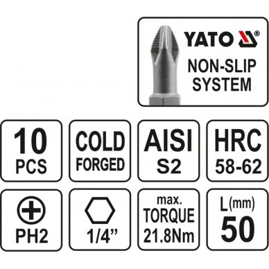 Antgalis PH2x50 mm 10 vnt. (YT-0478) 2