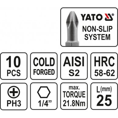 Antgalis PH3x25 mm 10 vnt. (YT-0476) 2