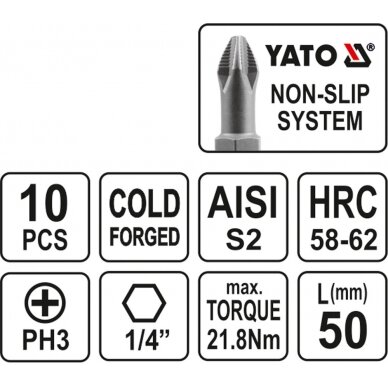 Antgalis PH3x50 mm 10 vnt. (YT-0479) 2