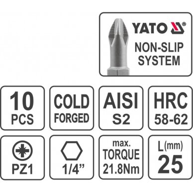 Antgalis PZ1x25 10 vnt. (YT-0470) 2