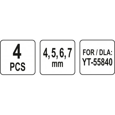 Atsarginiai antgaliai smėliapūtei | 4, 5, 6, 7 mm | YT-55840 (YT-55844) 3