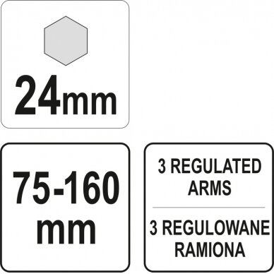 Bako jutiklio veržliaraktis, reguliuojamas | 75 - 160 mm | 24 mm (YT-06288) 3
