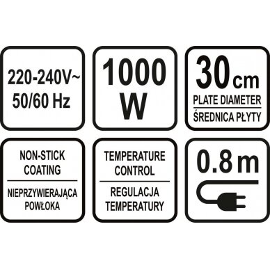 Blynų keptuvė | su nepridegančia kaitinimo plokšte | 1000W (67470) 5