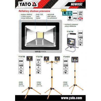 COB LED lempa su 0.7m - 1.7m stovu 20W, 1400 Liumenų (YT-81788) 6