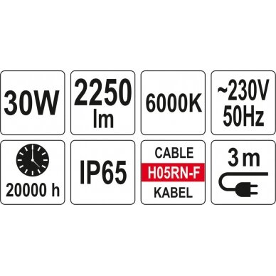 COB LED lempa su 0.7m - 1.7m stovu 30W, 2250 Liumenų (YT-81810) 4