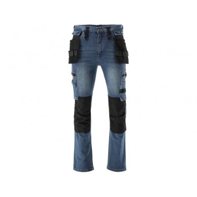 Darbinės kelnės | elastiniai džinsai | tamsiai mėlyni | L/XL dydis (YT-79053) 4