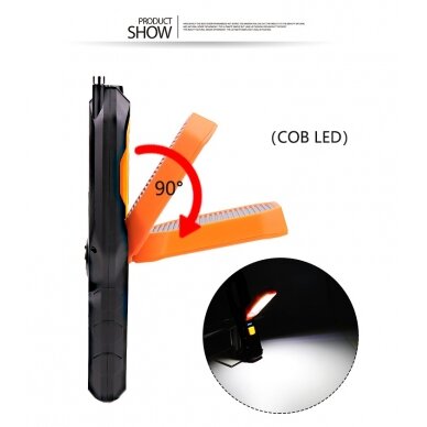 Darbo lempa akumuliatorinė | 5W COB LED | USB | 280+80 LM | su magnetiniu griebtuvu (YD-6302B) 2
