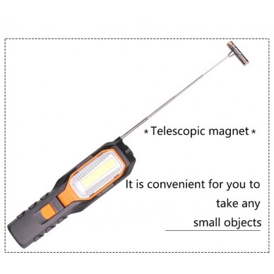 Darbo lempa akumuliatorinė | 5W COB LED | USB | 280+80 LM | su magnetiniu griebtuvu (YD-6302B) 3