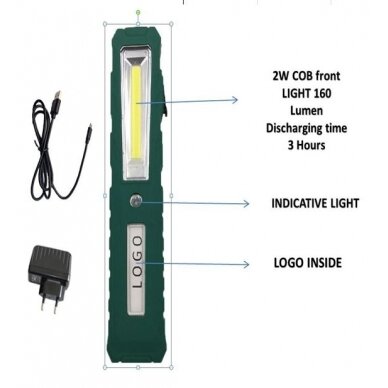 Darbo lempa akumuliatorinė Li-Ion, 1x2W COB LED (CW12)