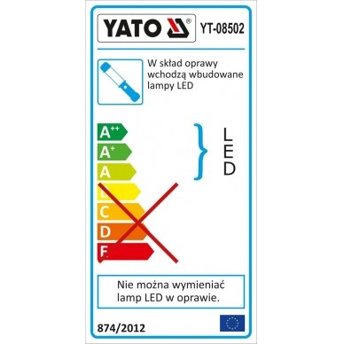 Darbo lempa | COB+1Led / 180 LUM | LED MAGNET | Aku Li-Ion (YT-08502) 8