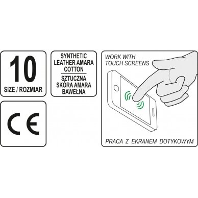 Darbo prštinės | Oda Amara | tinka jutikliniams ekranaims | 10 dydis (YT-74653) 4