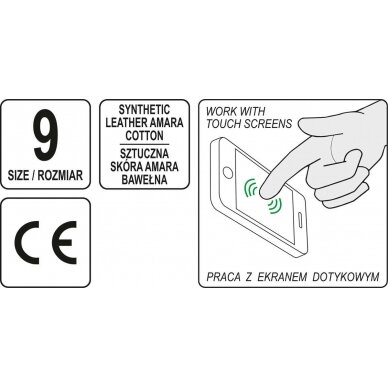 Darbo prštinės | Oda Amara | tinka jutikliniams ekranams | 9 dydis (YT-74652) 4