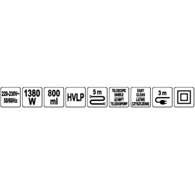Dažymo įrenginys HVLP 1100W 100DIN/SEK 1L/MIN +antgalių rinkinys | sienų ir lubų dažymas be dažų deginimo (YT-82555) 8