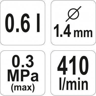 Dažymo pistoletas | HVLP | 600 cm³ | Ø 1.4 mm (YT-2340) 3