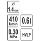 Dažymo pistoletas | HVLP | 600 cm³ | Ø 1.4 mm (YT-2340) 4