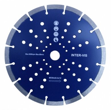 Deimantinis pjovimo diskas 230mm X15X22.2X2.6, su skylutėmis (SH0230) 2